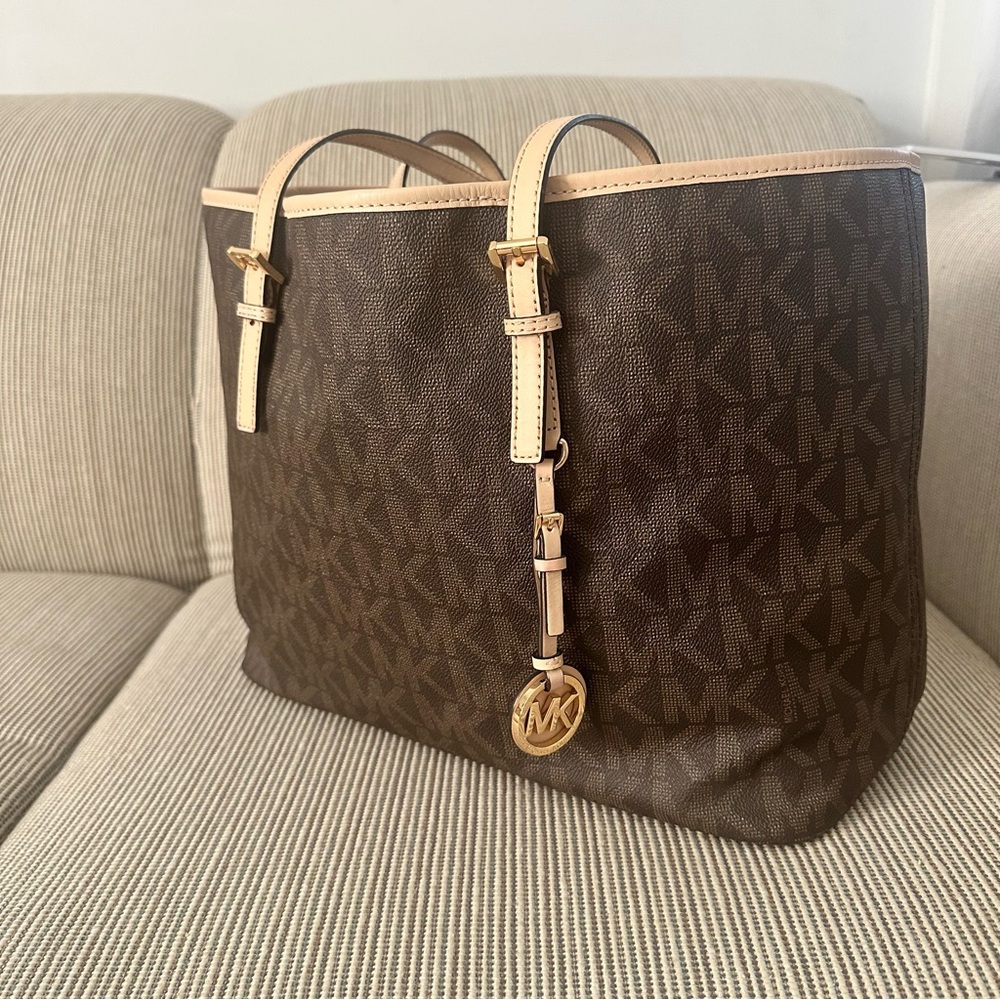 Michael Kors Signature Logo Brown Tote Bag